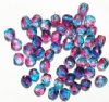 50 6mm Faceted Tri Tone Crystal, Fuchsia, & Teal Beads